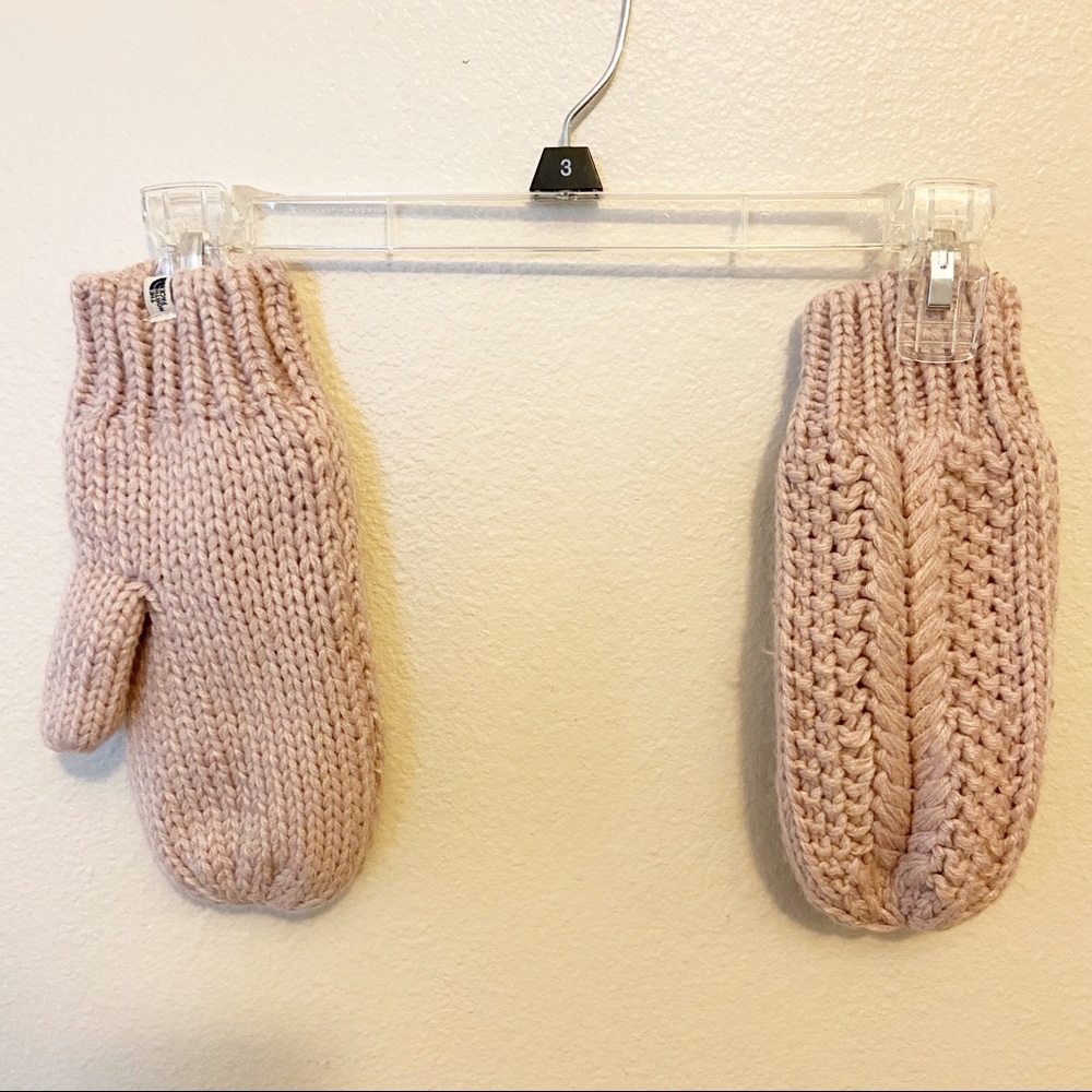 The North Face fleece lined cable knit mittens